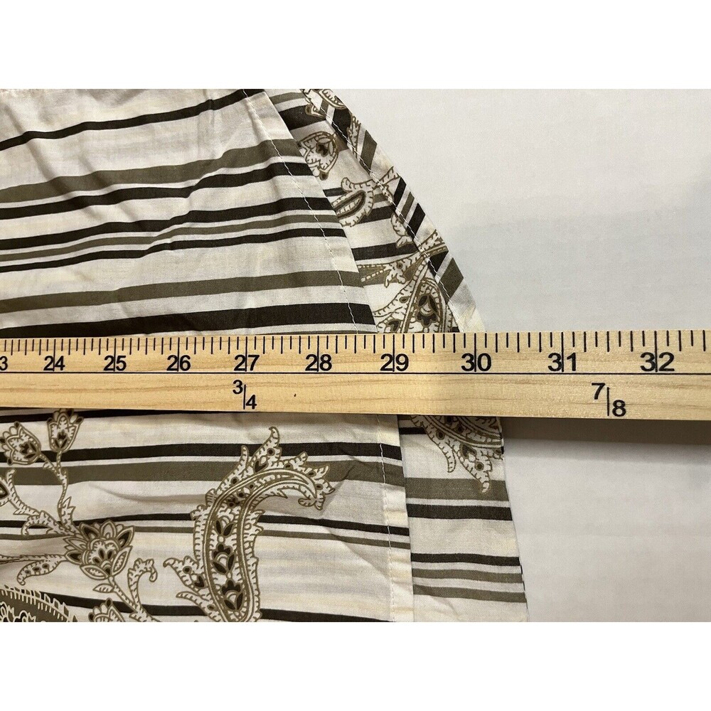 Express Men's White Brown‎ Print Stripe Button Down Long Sleeve Y2K Shirt Large - Picture 10 of 12